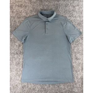 Lululemon Evolution Polo Shirt Mens Medium Teal Blue Casual Athleisure Golf EUC